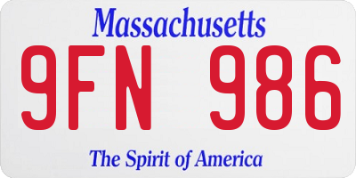 MA license plate 9FN986