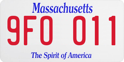MA license plate 9FO011