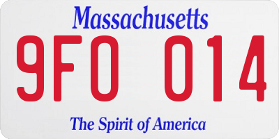 MA license plate 9FO014
