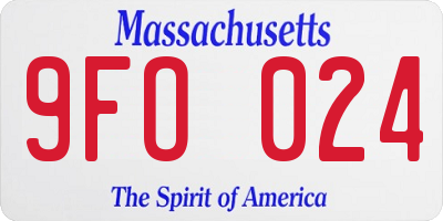 MA license plate 9FO024