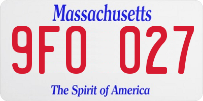 MA license plate 9FO027
