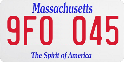 MA license plate 9FO045