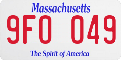 MA license plate 9FO049