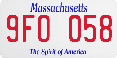 MA license plate 9FO058