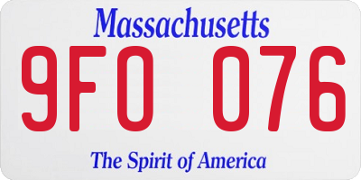 MA license plate 9FO076