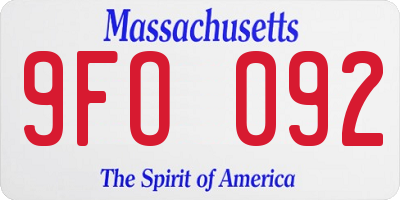 MA license plate 9FO092