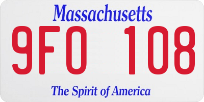 MA license plate 9FO108