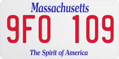 MA license plate 9FO109