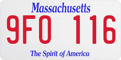 MA license plate 9FO116
