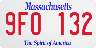 MA license plate 9FO132