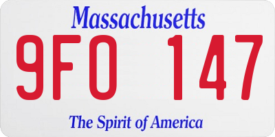 MA license plate 9FO147