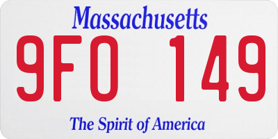 MA license plate 9FO149