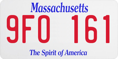 MA license plate 9FO161