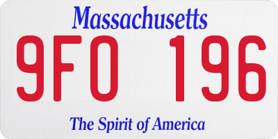 MA license plate 9FO196