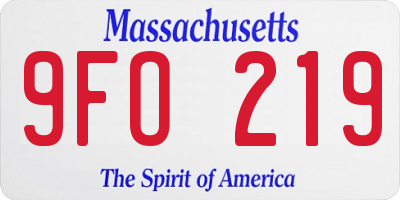 MA license plate 9FO219