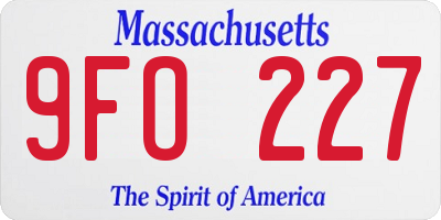 MA license plate 9FO227