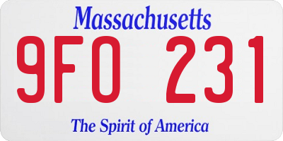 MA license plate 9FO231