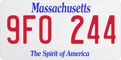 MA license plate 9FO244