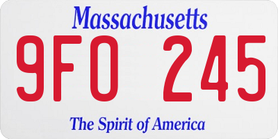 MA license plate 9FO245