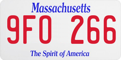 MA license plate 9FO266