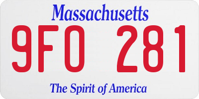 MA license plate 9FO281