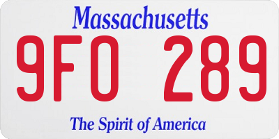MA license plate 9FO289