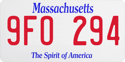 MA license plate 9FO294