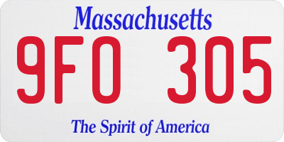 MA license plate 9FO305