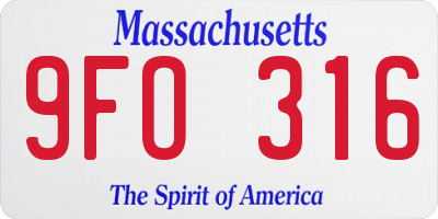 MA license plate 9FO316
