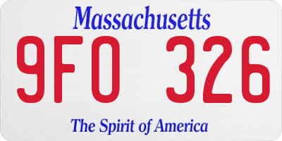 MA license plate 9FO326