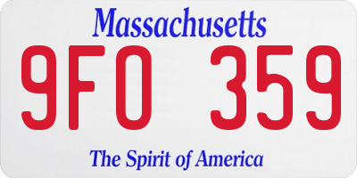 MA license plate 9FO359
