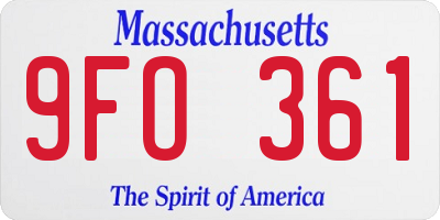 MA license plate 9FO361