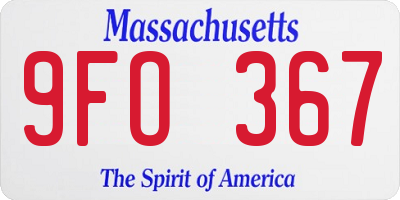 MA license plate 9FO367