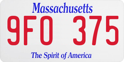 MA license plate 9FO375