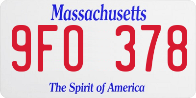 MA license plate 9FO378