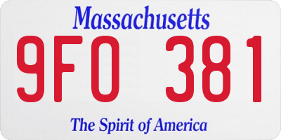 MA license plate 9FO381