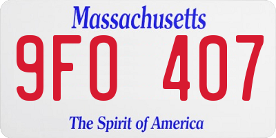 MA license plate 9FO407