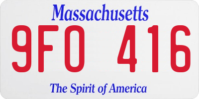 MA license plate 9FO416