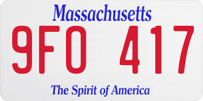 MA license plate 9FO417
