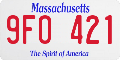 MA license plate 9FO421