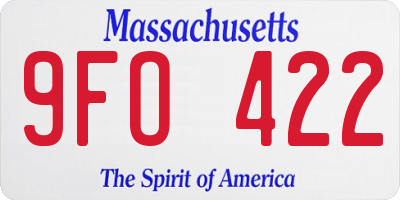 MA license plate 9FO422