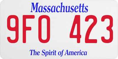MA license plate 9FO423