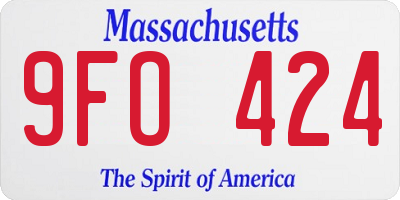 MA license plate 9FO424