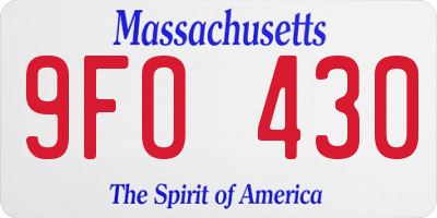 MA license plate 9FO430