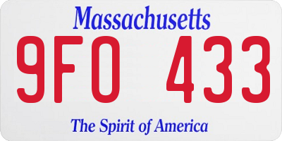 MA license plate 9FO433