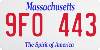 MA license plate 9FO443