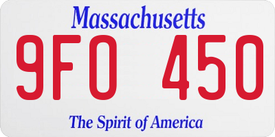MA license plate 9FO450