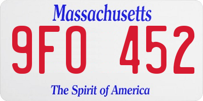 MA license plate 9FO452