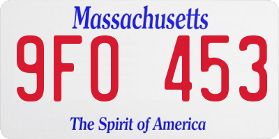 MA license plate 9FO453