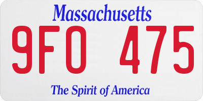 MA license plate 9FO475